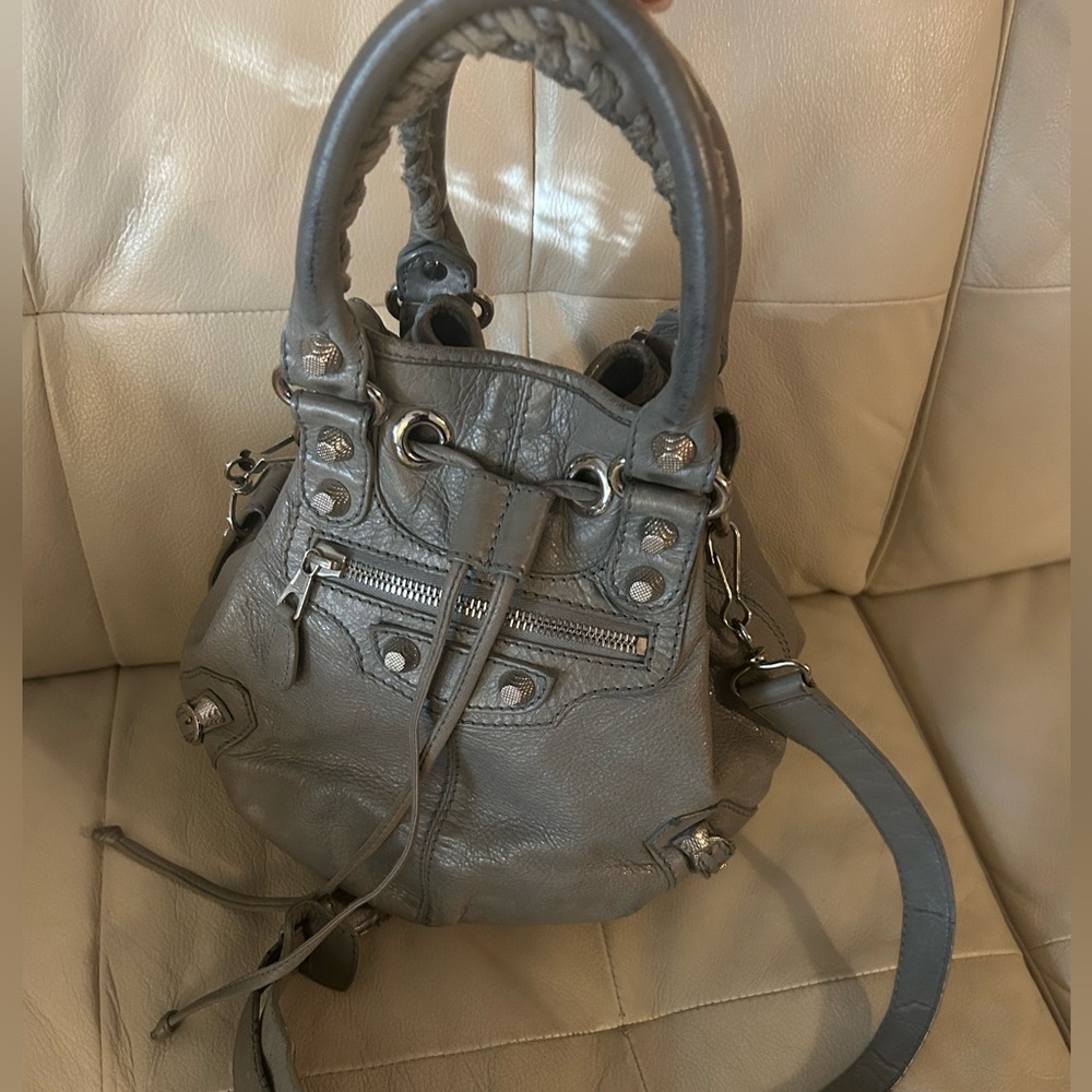 Balenciaga silver hardware vintage pompon bag city bag